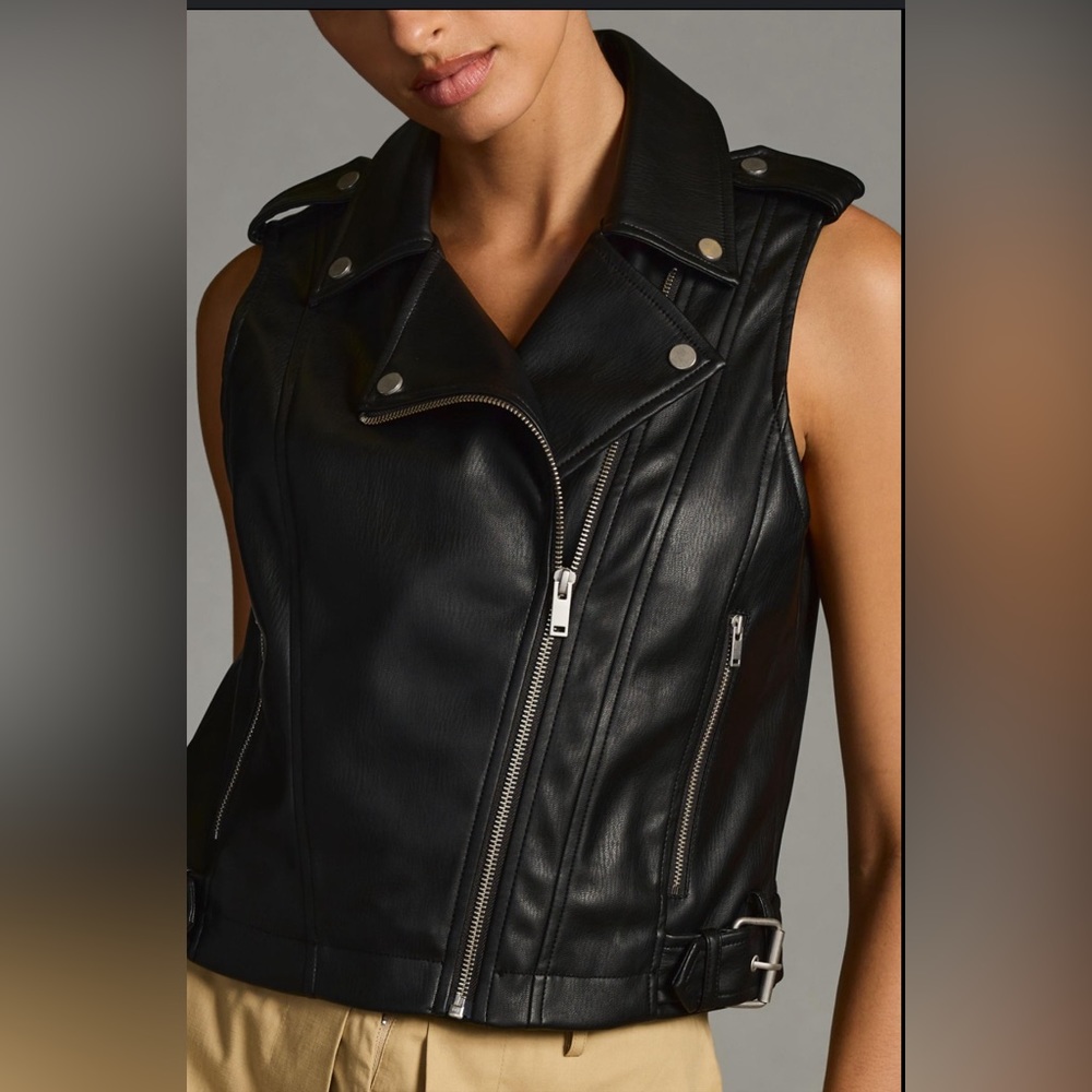 Anthropologie faux  leather Moto vest